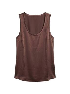 NEW BRUNELLO CUCINELLI women's silk blend sleeveless top in chocolate
